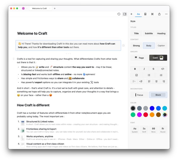 Craft - ứng viên note-taking mới tiềm năng